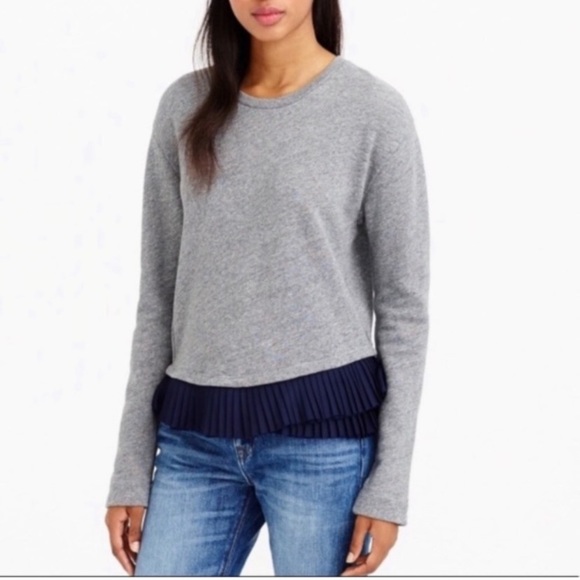 J Crew Ruffle Hem Gray Pullover Sweater ❤️Offers - Picture 1 of 8